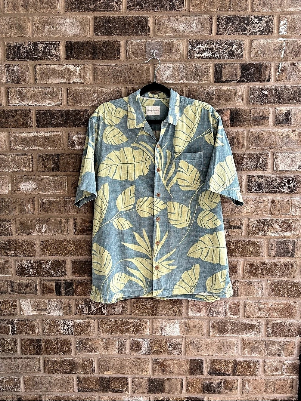 Tommy Bahama Hawaiian Button Down in Blue & Green